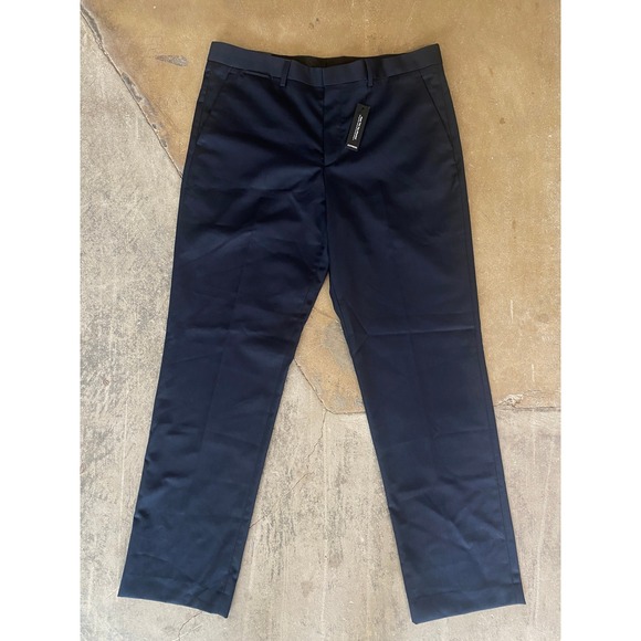 NWT Express Producer Modern Fit Men Dress Pants Size 34/32 Navy Blue Wool Blend - Picture 1 of 6